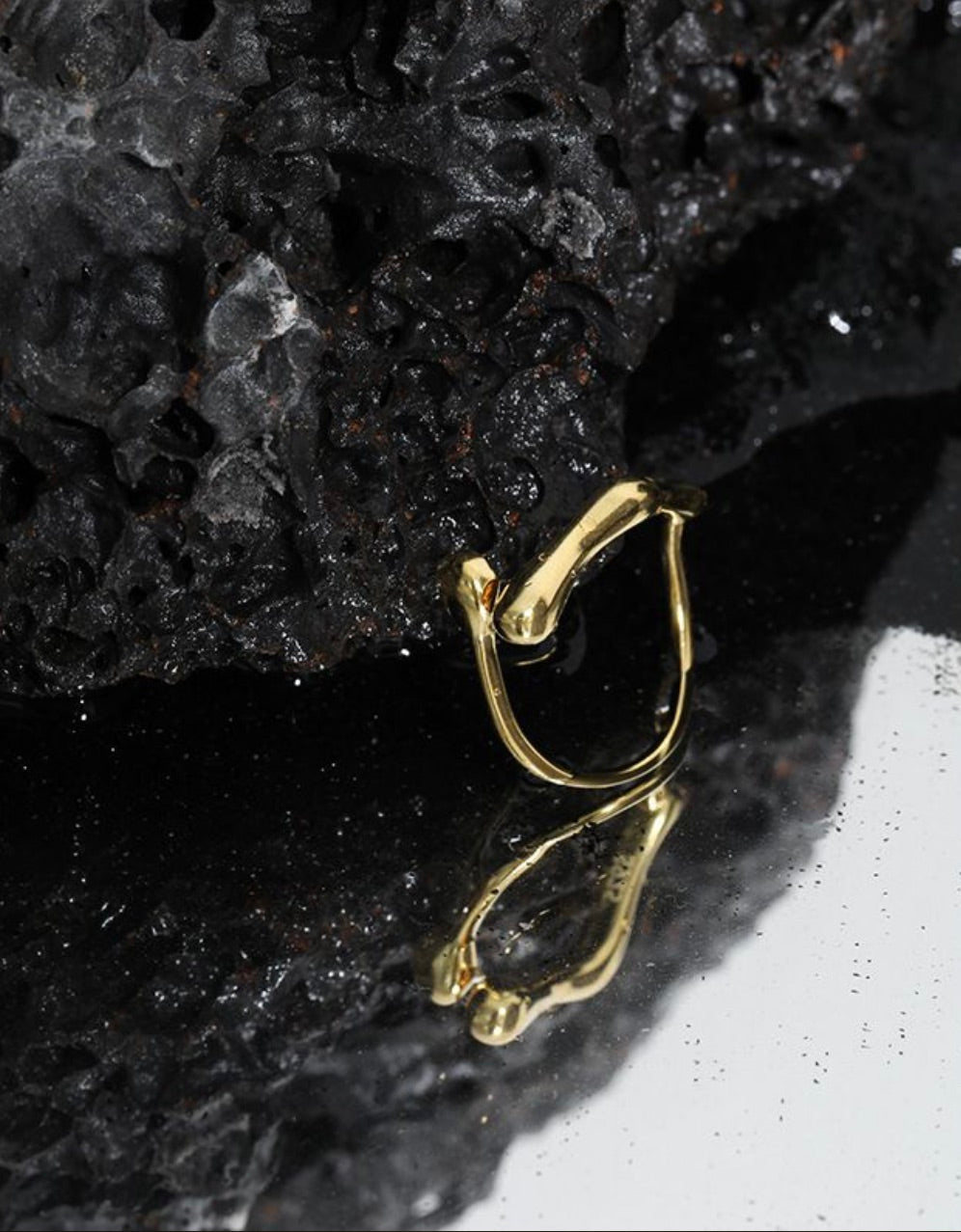  Sterling Silver with Gold Vermeil Abstract Adjustable Ring