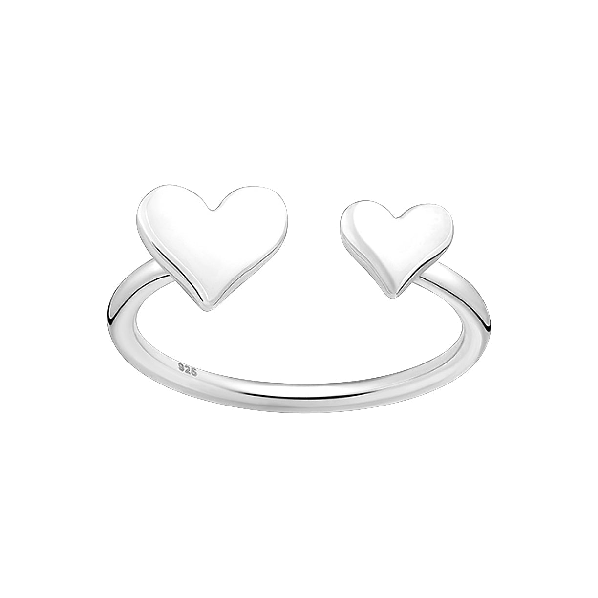 Sterling Silver Twin Heart Adjustable Ring