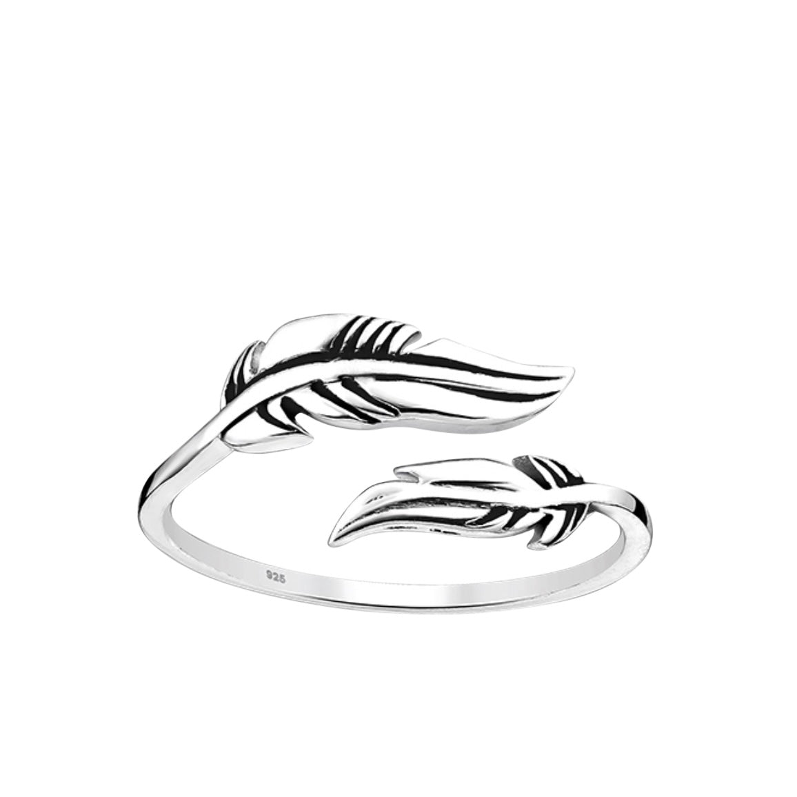 Sterling Silver Textured Twin Leaf Ring