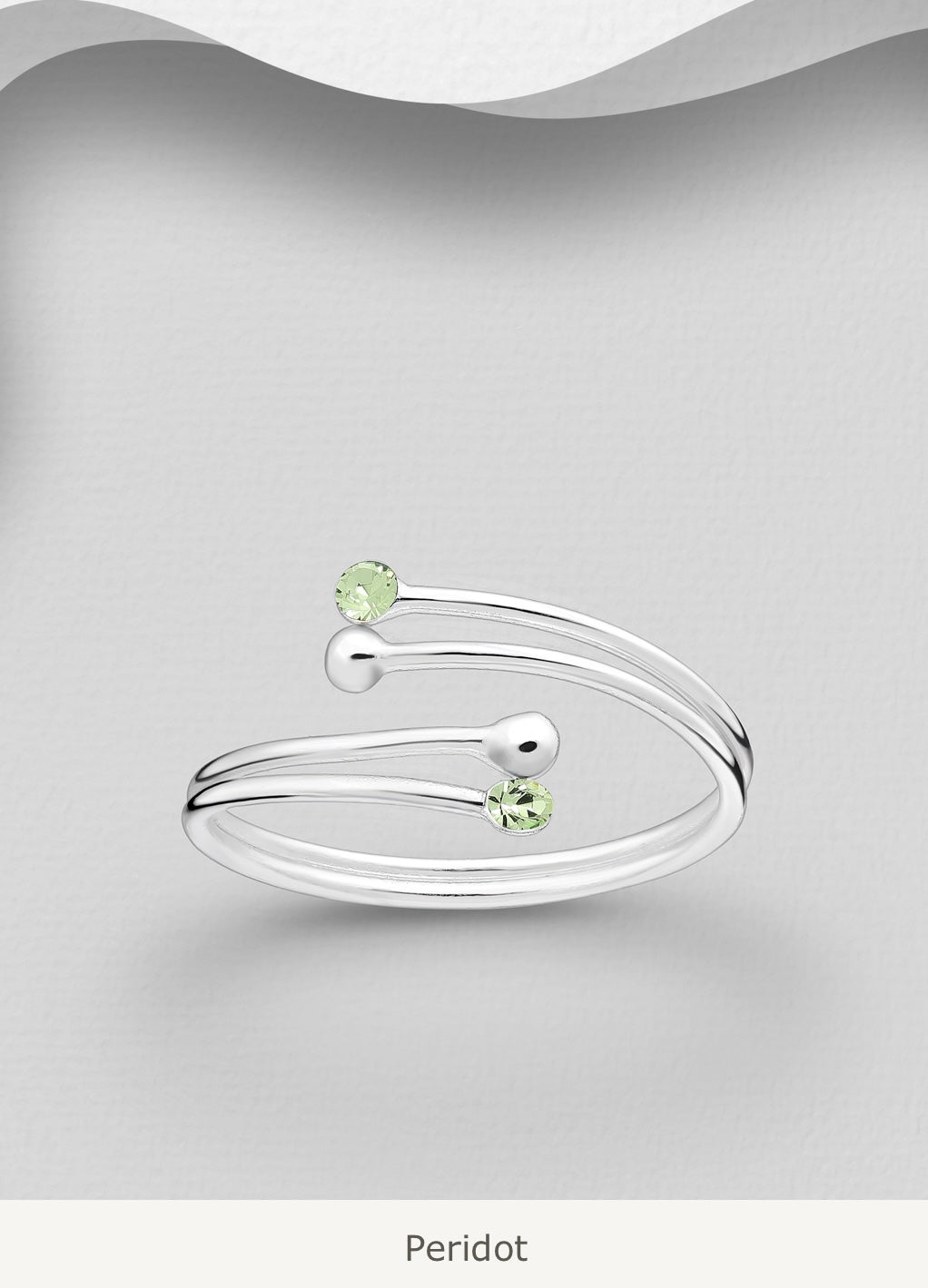 Sterling Silver Adjustable Toe Ring with Peridot