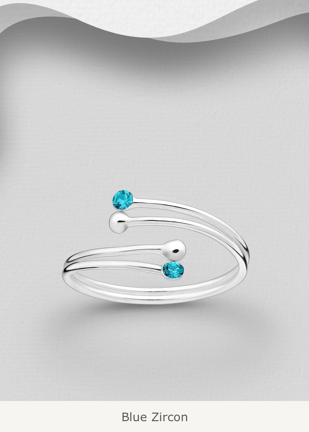 Sterling Silver Toes Ring with Blue Zircon crystal