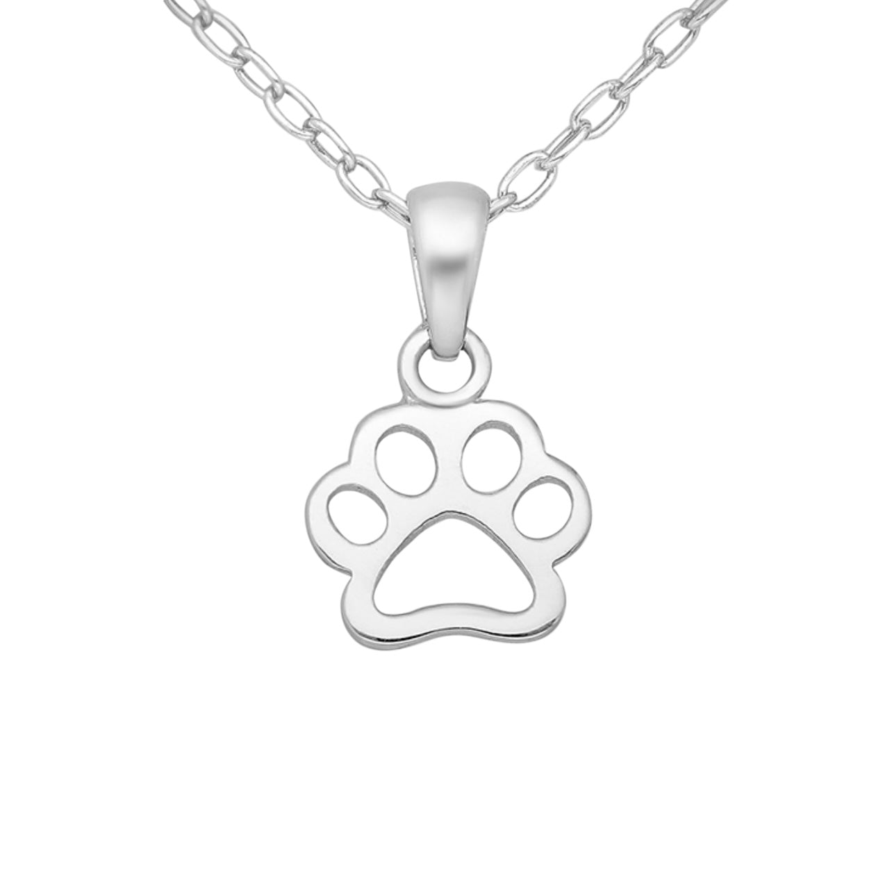 Silver Open Paw Print Pendant Necklace