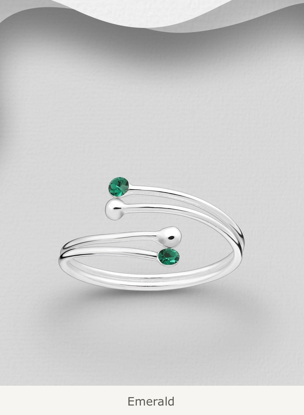Sterling Silver Toes Ring with Emerald crystal