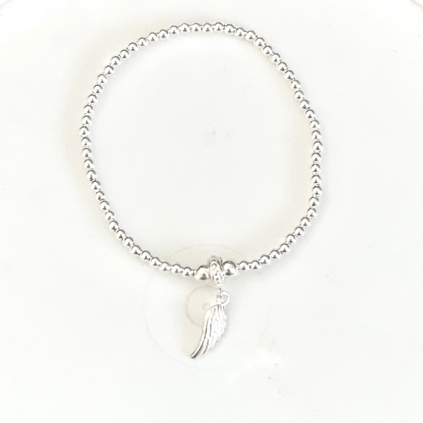 Silver Stretch Stacking Bracelet with Angel Wing Charm