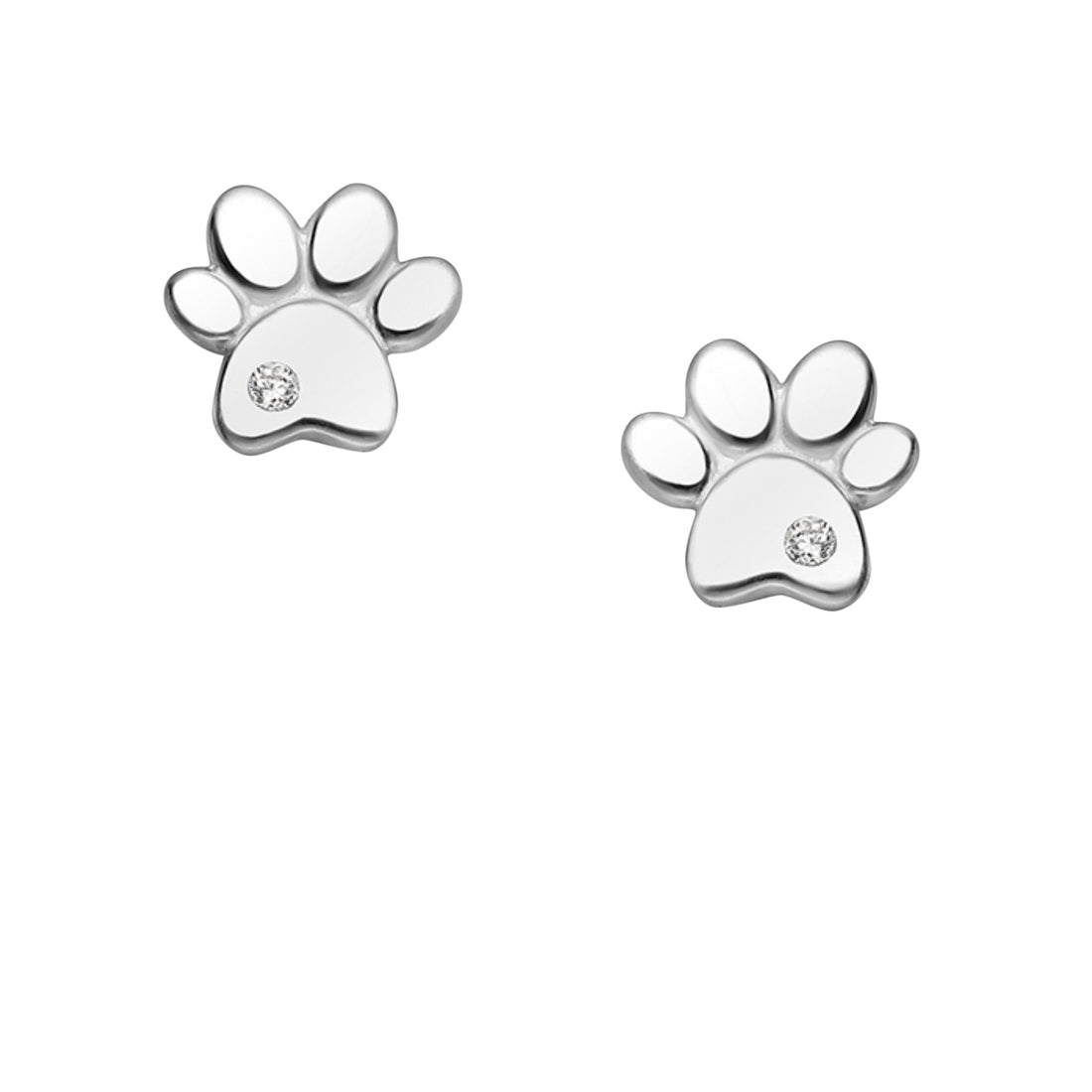 Sterling Silver Paw Print Earrings