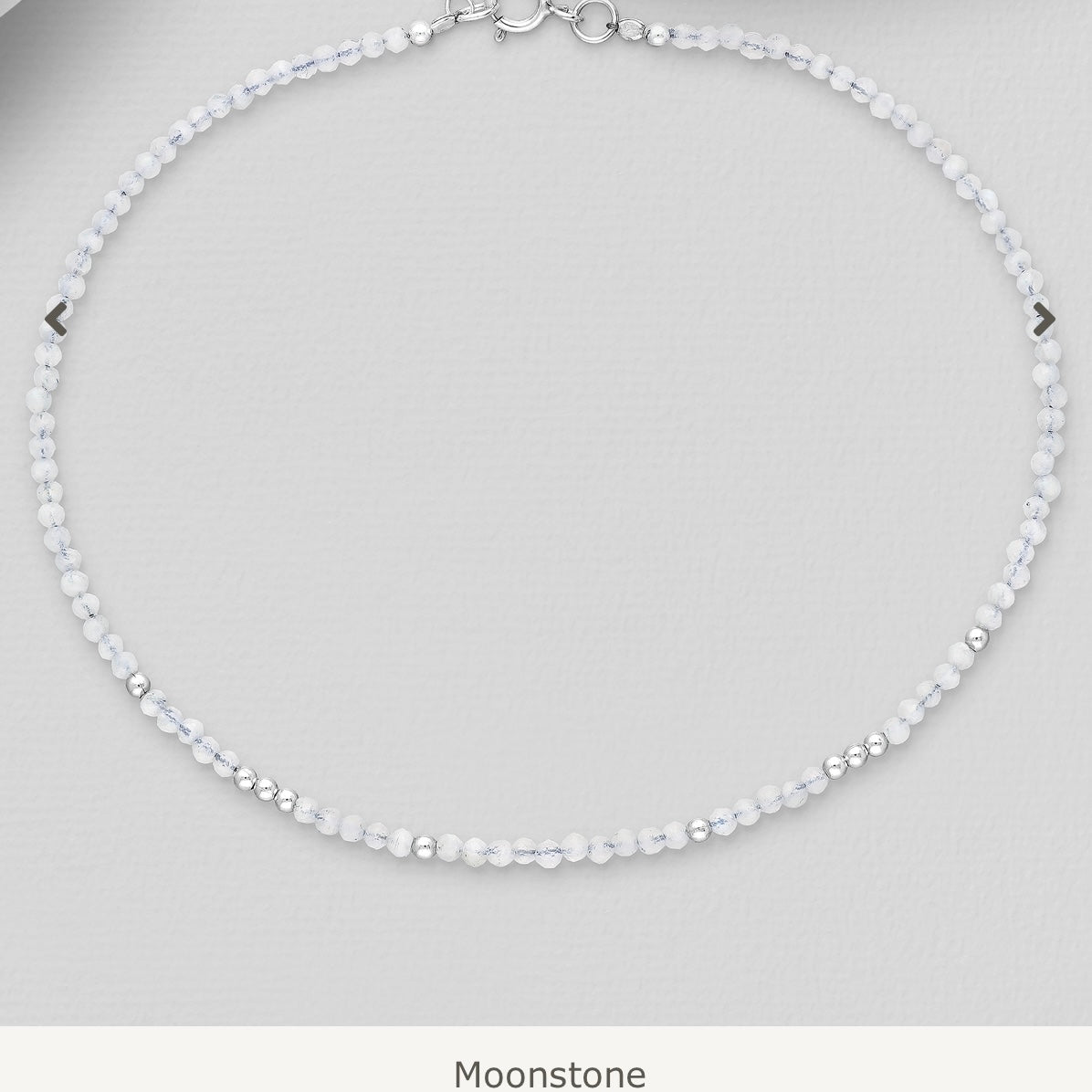 Sterling Silver Anklet in Moonstone Natural Stone
