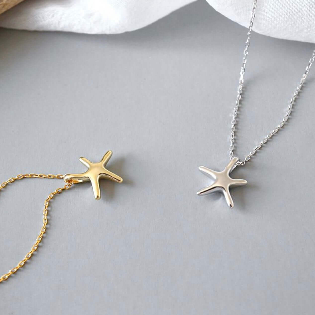 Gold and Silver Starfish Necklace