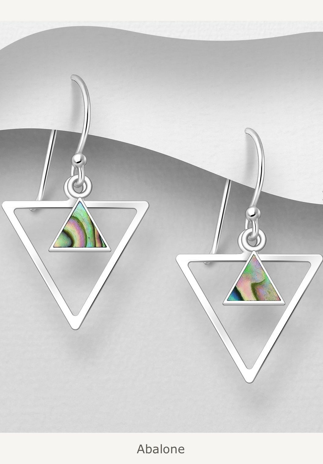 Sterling Silver Triangluar Drop Earrings with Abalone