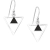 Sterling Silver Triangluar Drop Earrings with Onyx