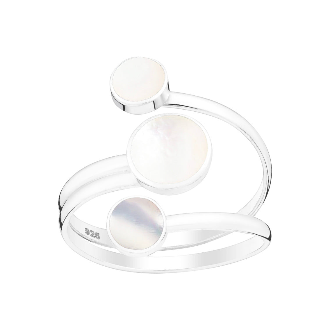 Mother of Pearl Three stone Adjustable Ring