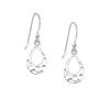 Sterling Silver Oval Hammered finish drop earrings