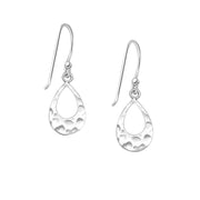 Sterling Silver Oval Hammered finish drop earrings