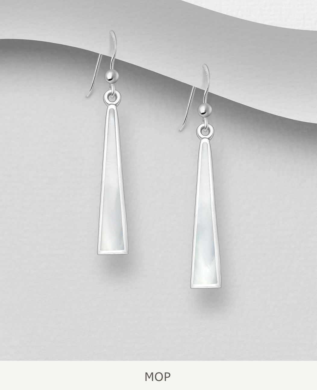 Sterling Silver Elongated Triangular Drop Earrings 