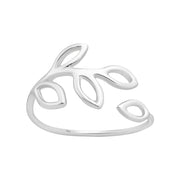Sterling Silver Open Leaf Adjustable Ring 