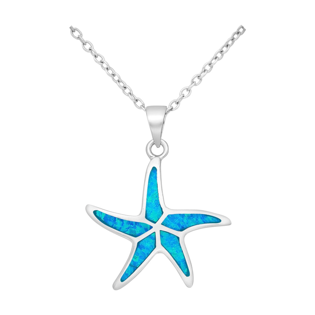 Sterling Silver Turquoise Starfish Pendant Necklace