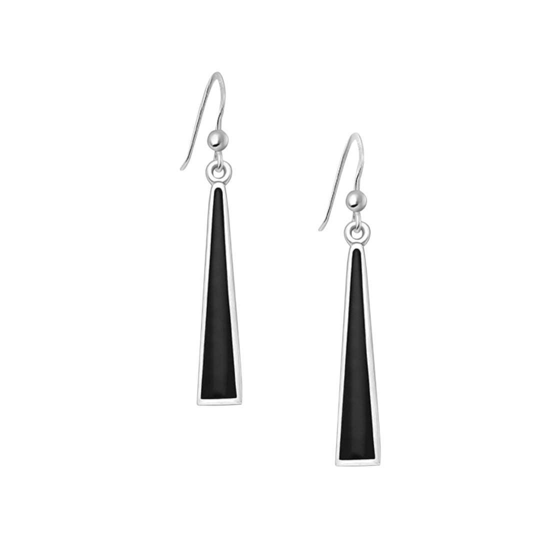 Sterling Silver Elongated Triangular Drop Earrings 