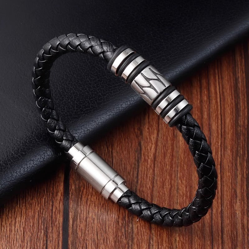 Mens Italian Leather Bracelet 