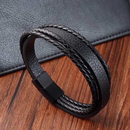 Mens Italian Leather Bracelet 