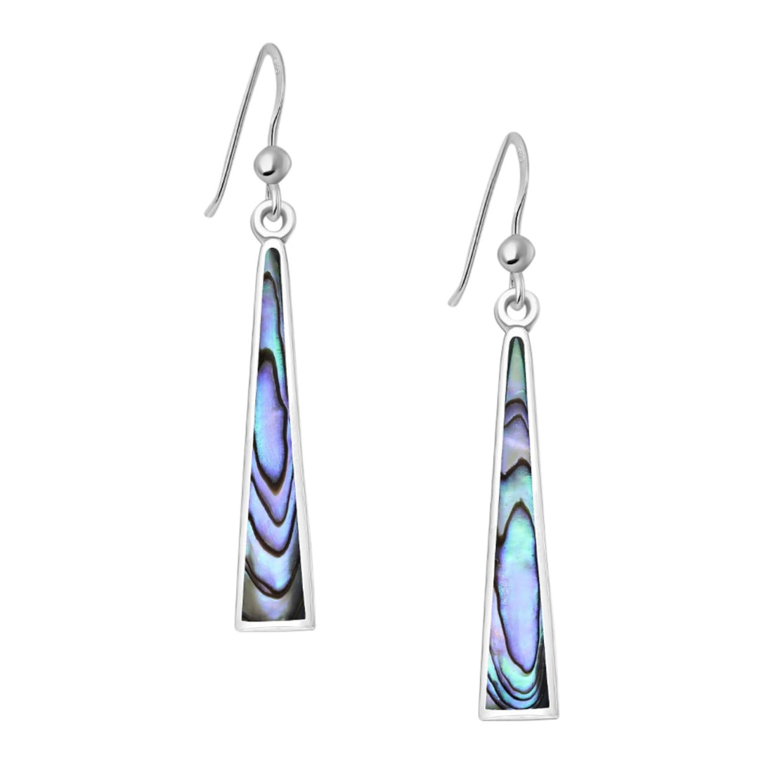 Sterling Silver Elongated Triangular Drop Earrings 