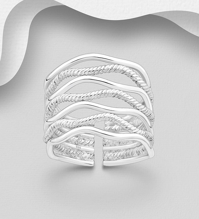 Sterling Silver Adjustable  Unisex Heavy Statement Ring 