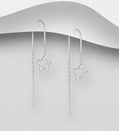 Silver Star Threader Earring