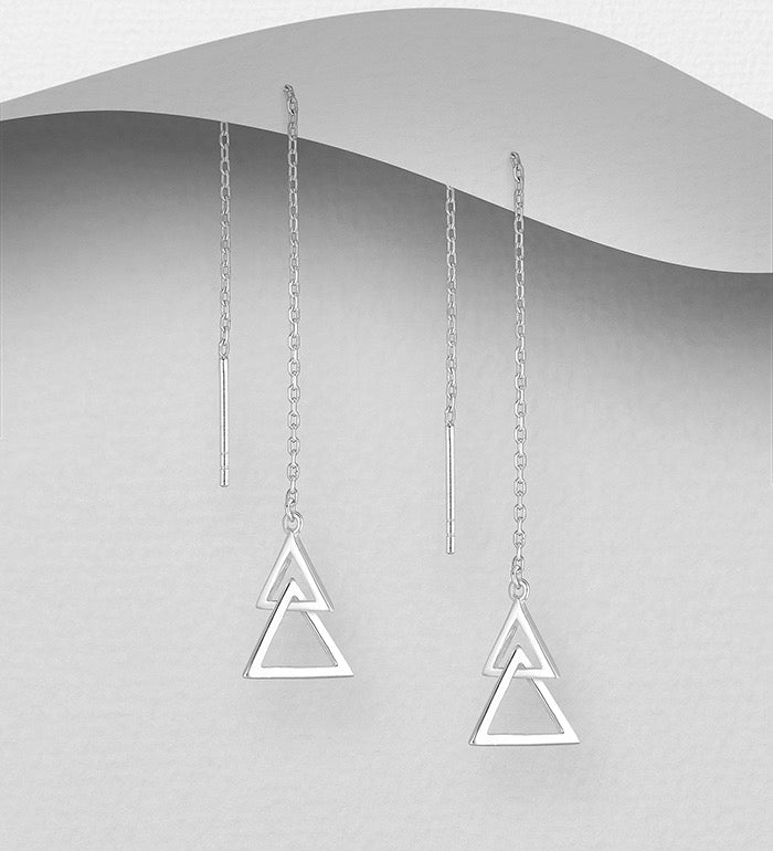 Silver Triangle Threader Earring