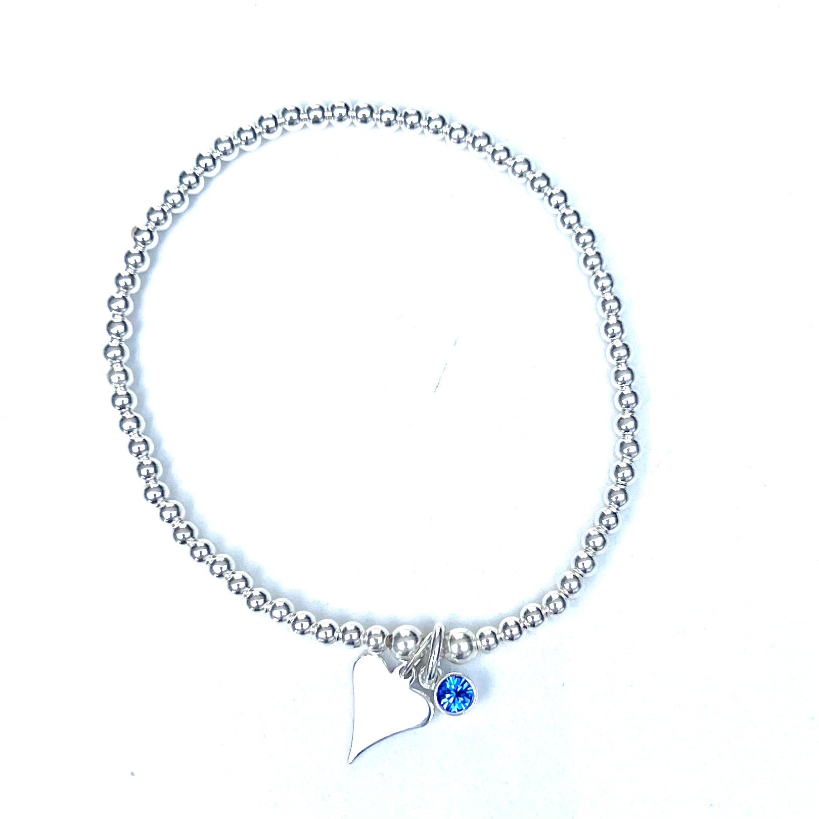 Silver Stretch Stacking Bracelet with Aquamarine Birthstone Charm