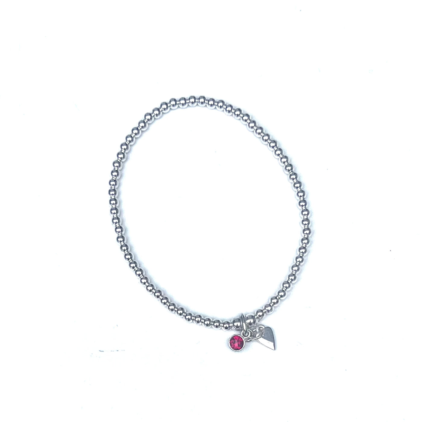 Silver Stretch Stacking Bracelet with Ruby Birthstone Charm