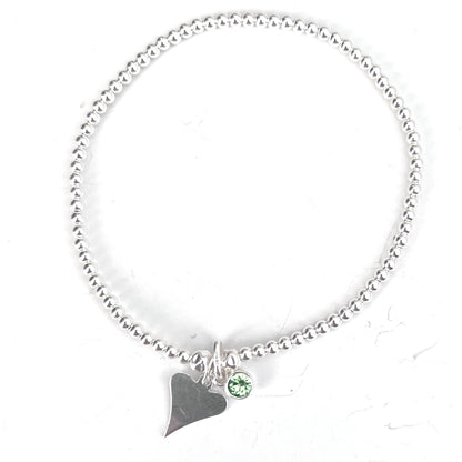 Silver Stretch Stacking Bracelet with Peridot Birthstone Charm