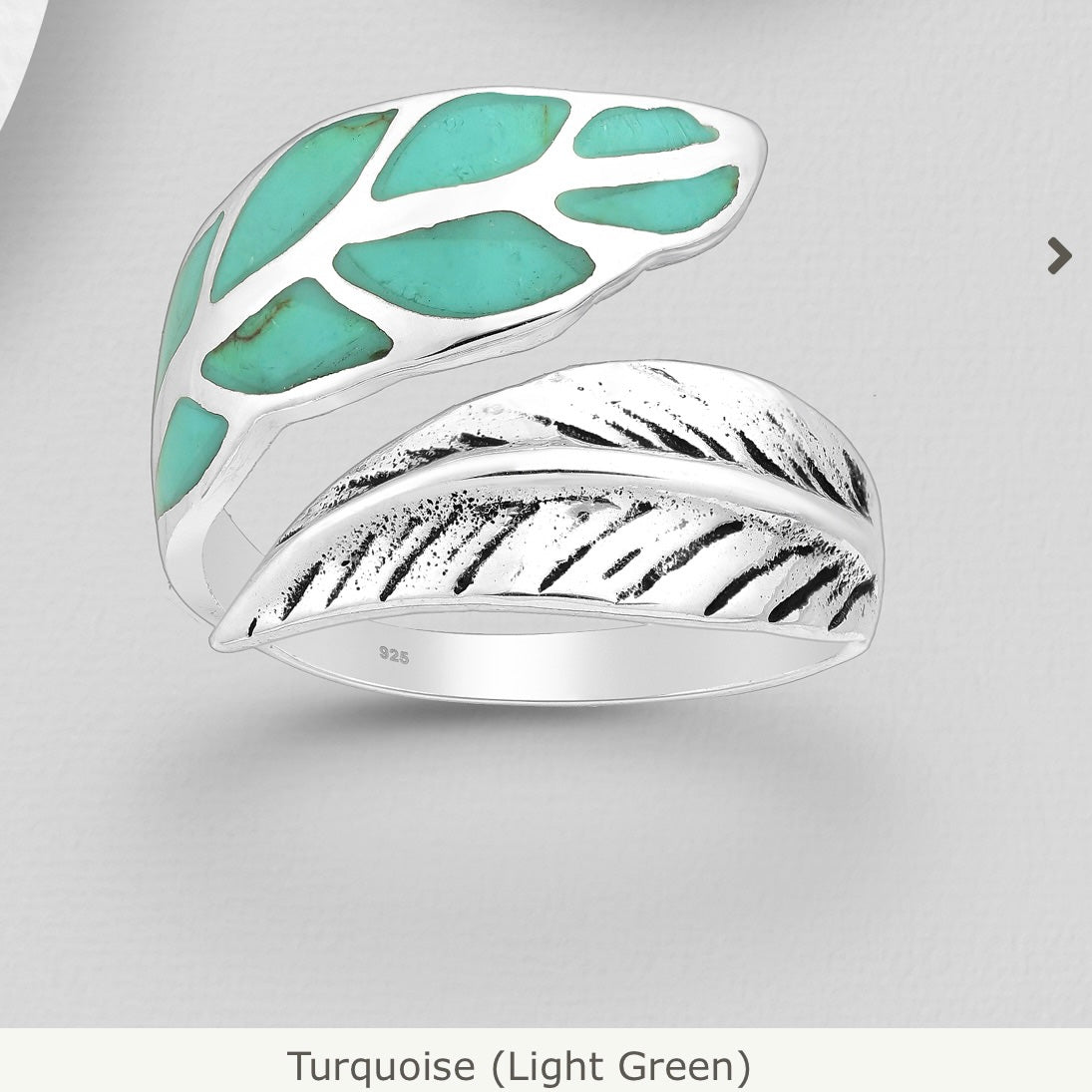 Sterling Silver Adjustable  Enamelled Leaf Statement Ring 