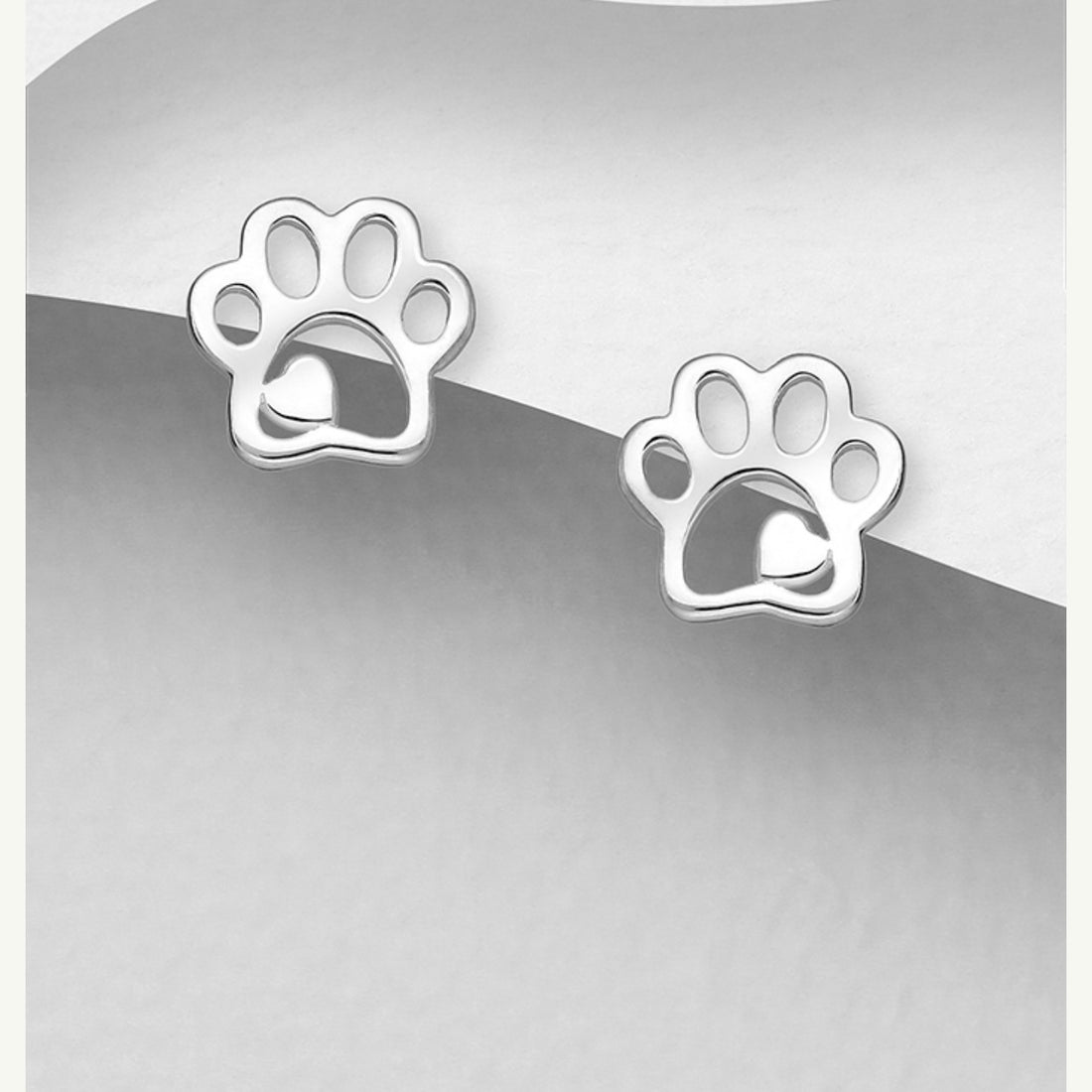 Sterling Silver Paw Print Earrings